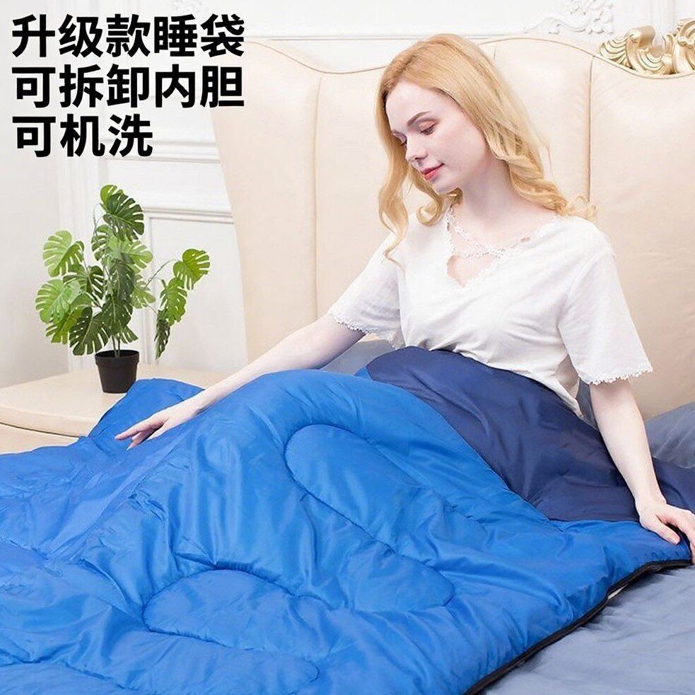 户外睡袋带内胆秋冬露营睡袋大人野营保暖信封式隔脏睡袋