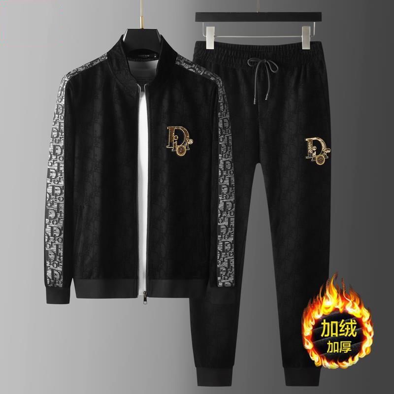 欧洲站高端刺绣加绒加厚运动套装