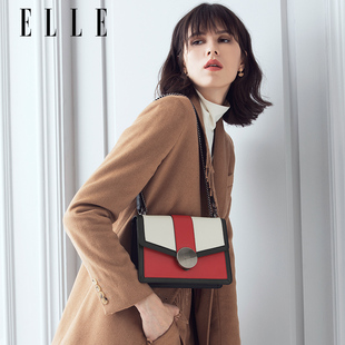 ELLE女包18秋冬新款33190时尚单肩斜跨包链条包牛皮女包
