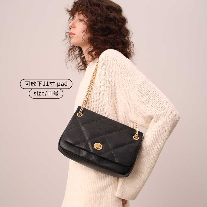 ELLE女包链条包菱格纹超大托特包