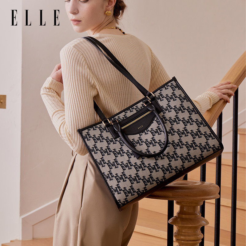 ELLE女包织趣老花托特包大容量上班通勤腋下包妈妈包手提购物大包,箱包皮具/热销女包/男包,托特包,淘宝优惠券,粉丝福利购,淘宝优惠卷