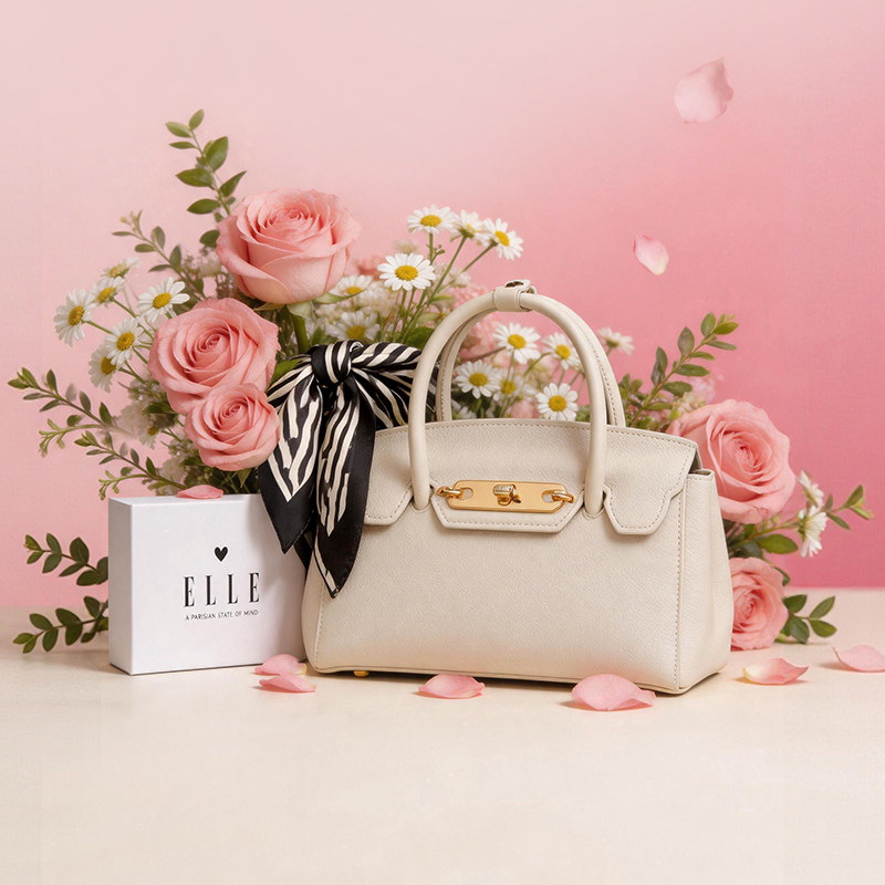 ELLE【母亲节送礼】女包真皮铂金包高级感通勤斜挎包大容量妈妈包