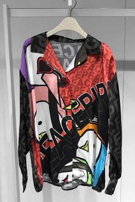 春季纹样宽松街头风衬衫