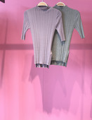 修身 A1EE83222鸟牌女装 套头上衣 紫色线套衫 女五分袖 2022秋季 新款