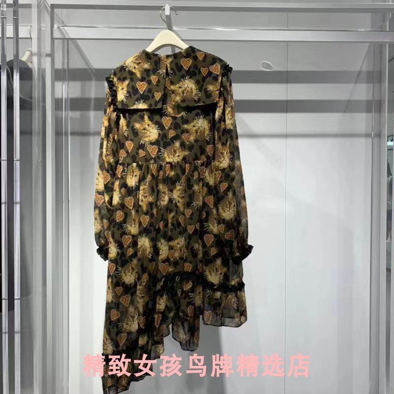 A3FA93416鸟家女装女装2022春装A3FA93416C3新品纹样不规则连衣裙
