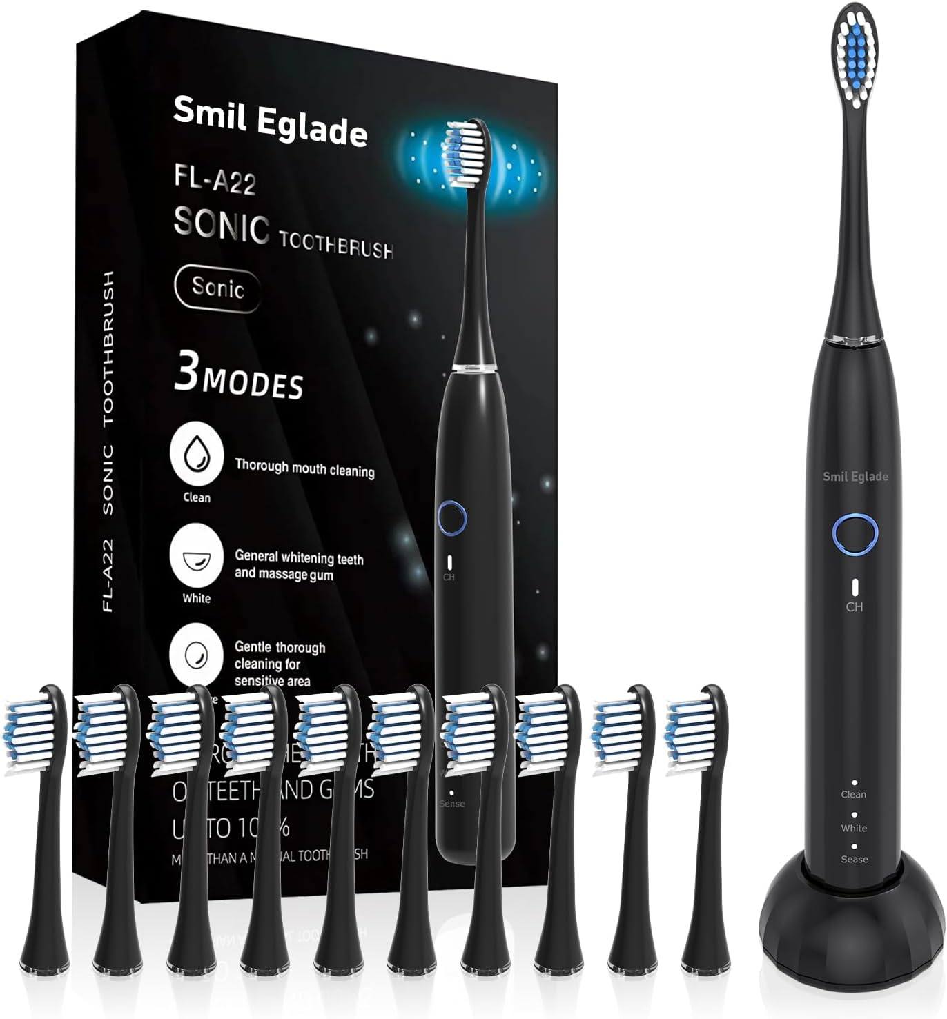 出口版纯英文包装超声波电动牙刷七级防水多牙刷备品