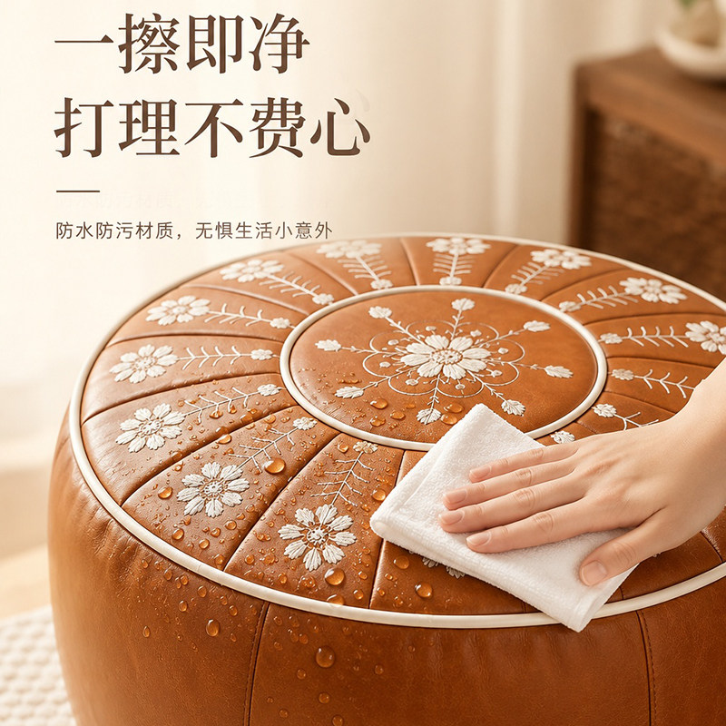 波西米亚轻奢皮墩收纳包懒人皮墩垫换季旧衣服裤子收纳沙发包jx