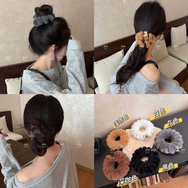 超大一个！毛毛电话线～不伤发高弹力秋冬氛围大号毛绒发圈CJ