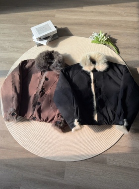 YewPout美式街头毛领短宽版型座山雕棉服加厚冬季保暖夹克外套