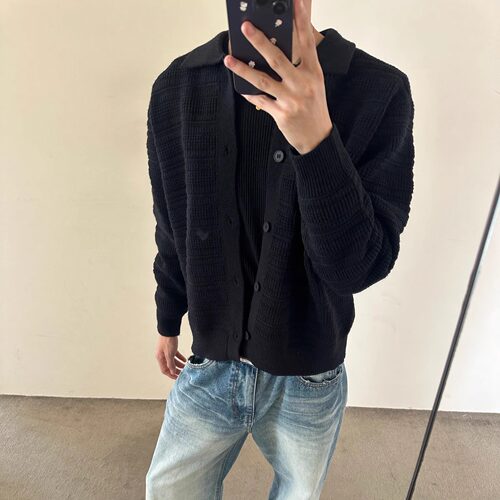YewPout翻领开衫针织针织衫外套