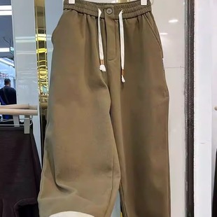 女秋冬宽松抽绳老爹哈伦裤 萝卜裤 300斤胖MM加绒加厚保暖工装 大码