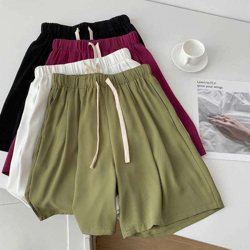 大码300斤雪纺高腰直筒阔腿裤女夏季薄款胖MM宽松休闲百搭五分裤2