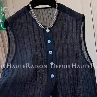 胖mm大码 高级感黑色天丝马甲背心宽松显瘦轻薄外套 300斤夏季 新款