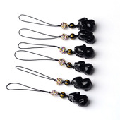 天然黑曜石水晶十二生肖立体吊坠鼠牛虎兔龙蛇马羊猴鸡狗猪挂件