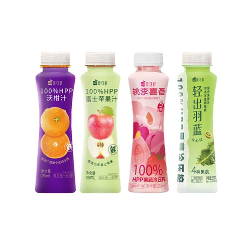 唯可鲜100%HPP果蔬汁苹果汁羽衣甘蓝猕猴桃汁沃柑蜜桃280ml