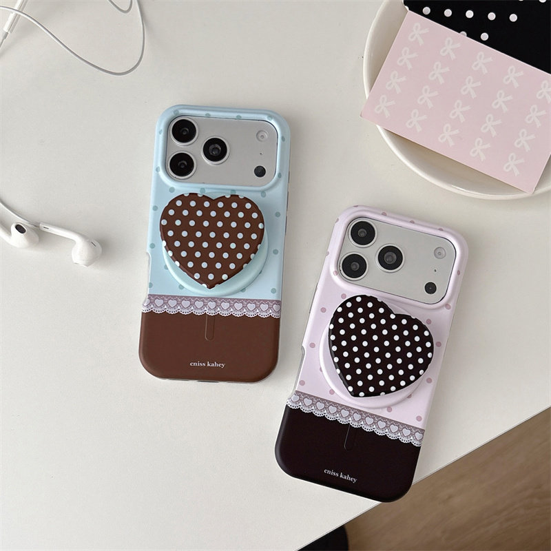 唯美粉色蕾丝爱心波点磁吸适用iPhone17Promax菲林16Promax磁吸支架15Pro全包苹果18可爱防摔保护壳