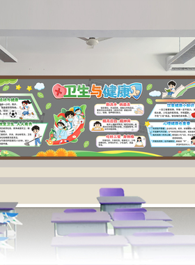 卫生与健康运动心理食品安全校园黑板报初中小学生教室班级装饰