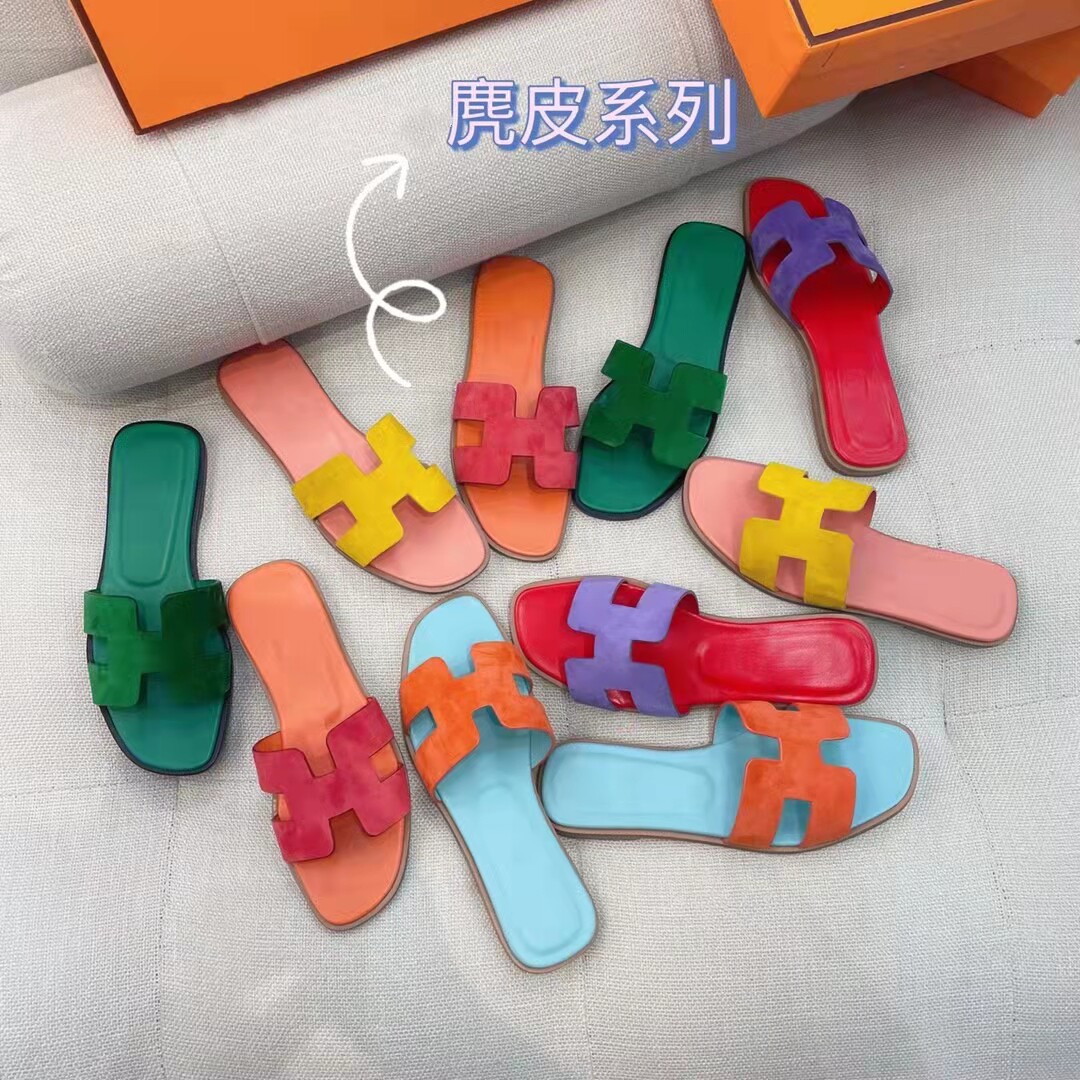 欧洲站拖鞋女夏外穿夏季真皮平底一字沙滩平底拼色水钻凉拖鞋女
