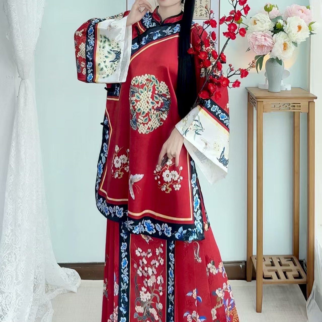 新中式国风大码清汉服套装马面裙