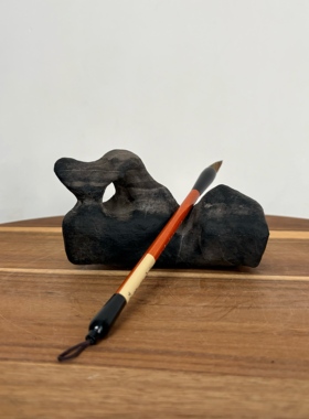 天然太湖石原石笔架动物象形 自然平放 书房书桌笔搁镇纸石头摆件