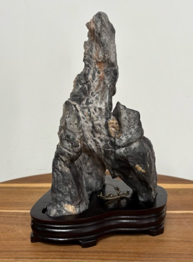 天然安徽灵璧石磬石立供山峰摆件 书房茶桌办公桌玄关案头原石头