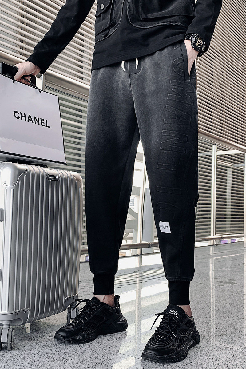 黑色2023秋装男士九分裤青年束脚运动卫裤男潮K149-P80控118,男装休闲裤,电商A108
