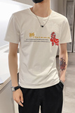 白色2021店主风精神小伙修身男式印花短袖T恤社会tT059-P38控58，男装T恤，电商A108