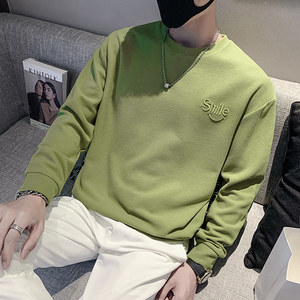 果绿2023秋装社会小伙修身笑脸圆领卫衣男潮W6003-P48 控价68图片