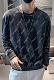 黑色2023秋装社会小伙修身印花圆领卫衣男潮W6006-P48控价68，男装卫衣，电商A108