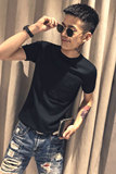 黑色2020精神小伙修身男式针织短袖T恤社会teeT158-P58控78，男装T恤，电商A108