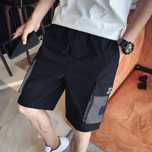 黑色 2023夏装精神小伙五分裤男青年运动短裤汉滩裤DK20-P45,控65图片