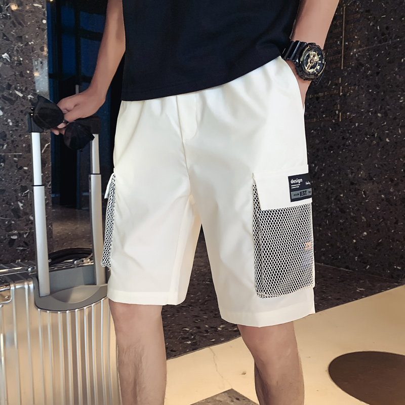 白色2023夏装精神小伙五分裤男青年运动短裤汉滩裤DK20-P45,控65，男装休闲裤，电商A108