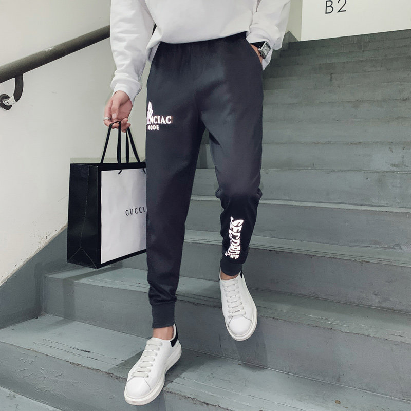 灰色2023秋装精神小伙九分裤男青年束脚运动裤潮K106-P58,控79,男装休闲裤,电商A108