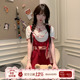 红莓杏语 甜美少女风红色连体裤 女夏可爱减龄背带裤 织物猪 短裤 子