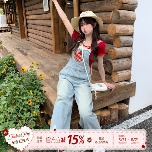 甜酷风牛仔背带裤女夏连体阔腿裤