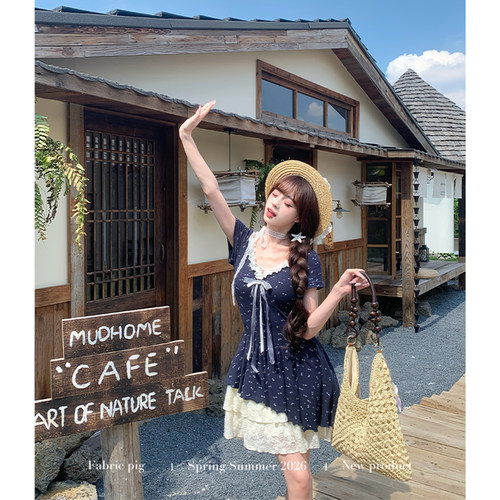 甜欲风短袖连衣裙女夏日碎花裙