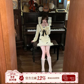 织物猪 甜美千金短裙子 连衣裙女春季 芝士奶酪 miu系学院风泡泡袖