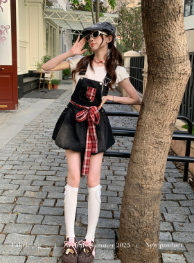 甜酷风牛仔背带花苞裙女小个子