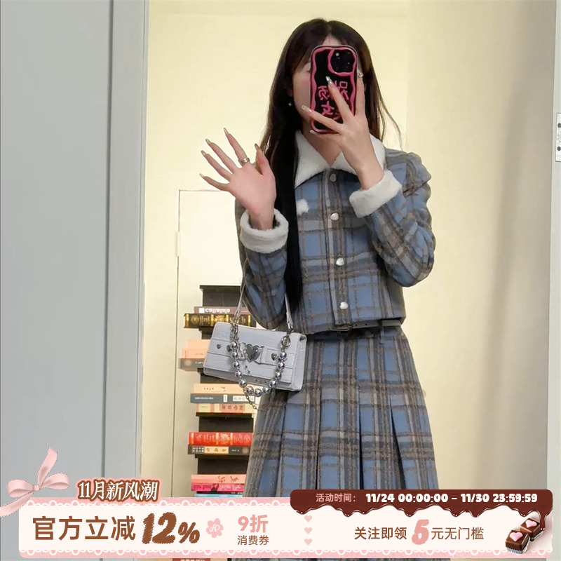 长裙学院风套装织物猪原创