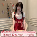 短裤 织物猪 女夏可爱减龄背带裤 甜美少女风红色连体裤 子 红莓杏语