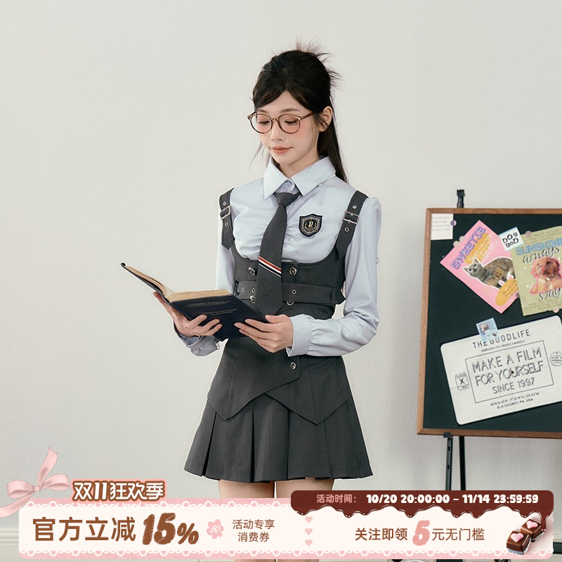 学院风JK制服套装女秋季长袖衬衫