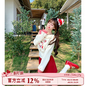 可爱收腰设计长袖 甜美少女风露肩卫衣女春季 上衣 苹果小狗 织物猪