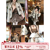 晚会短裙子 琥珀流光风复古棕色吊带连衣裙女冬季 织物猪 丝绒蝴蝶