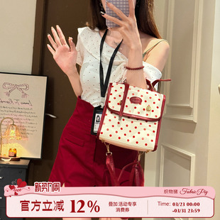 女夏收腰短裤 织物猪 T恤套装 miu系穿搭红色波点斜肩短袖 波点学院