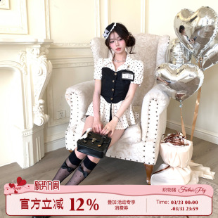 穿搭气质长袖 织物猪 女春季 miu系千金风波点衬衫 上衣 奶油慕斯