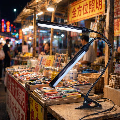 12V台灯便携款夹子固定摆摊小灯85V照明灯直流灯60V三轮车灯