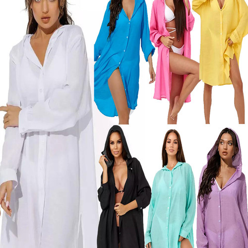 比基尼防晒衣沙滩裙罩衫长袖衬衫