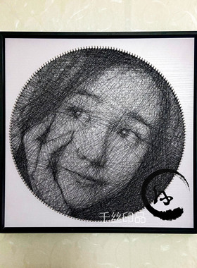 钉子绕线画DIY手工制作定制照片礼物diy线画 人像弦丝画送女生