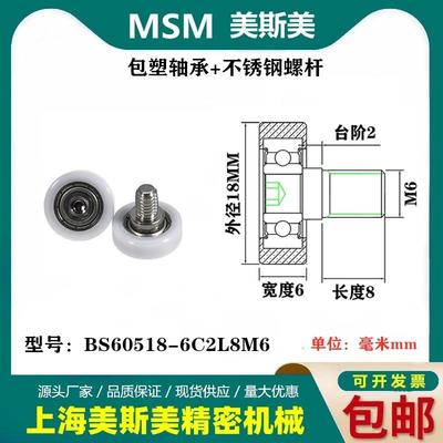 MSM包塑轴承带轴BS60518-6C2L8M6