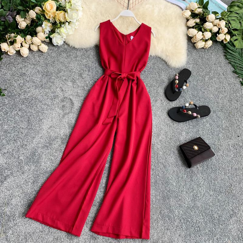 Breeze Jumpsuits Thailand Sandy beach Wide leg pants Solid temperament Sleeveless Waist Frenum vest Jumpsuitin the Women's clothing/Boutique , Pants , Casual pants  category - from Buy2taobao.com to provide professional Taobao agent buy service